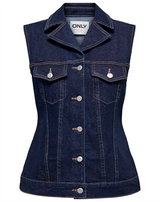 OnlJoana Rinse Denim Vest - Dark Blue Denim